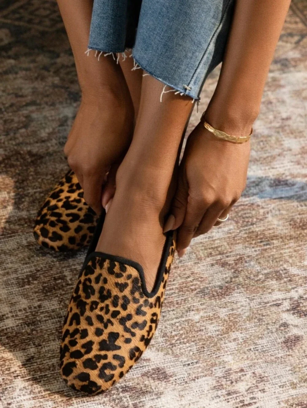 Birdies The Starling New Leopard Print Haircalf Size 8 Women's
